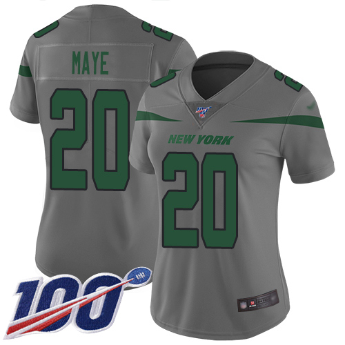New York Jets Limited Gray Women Marcus Maye Jersey NFL Football #20 100th Season Inverted Legend->women nfl jersey->Women Jersey